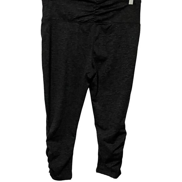 TANGERINE HI-RISE CROP LEGGINGS, WOMENS, M, HEATHER GREY, PURPLE TRIM, ANKLE ZIP - Picture 2 of 11